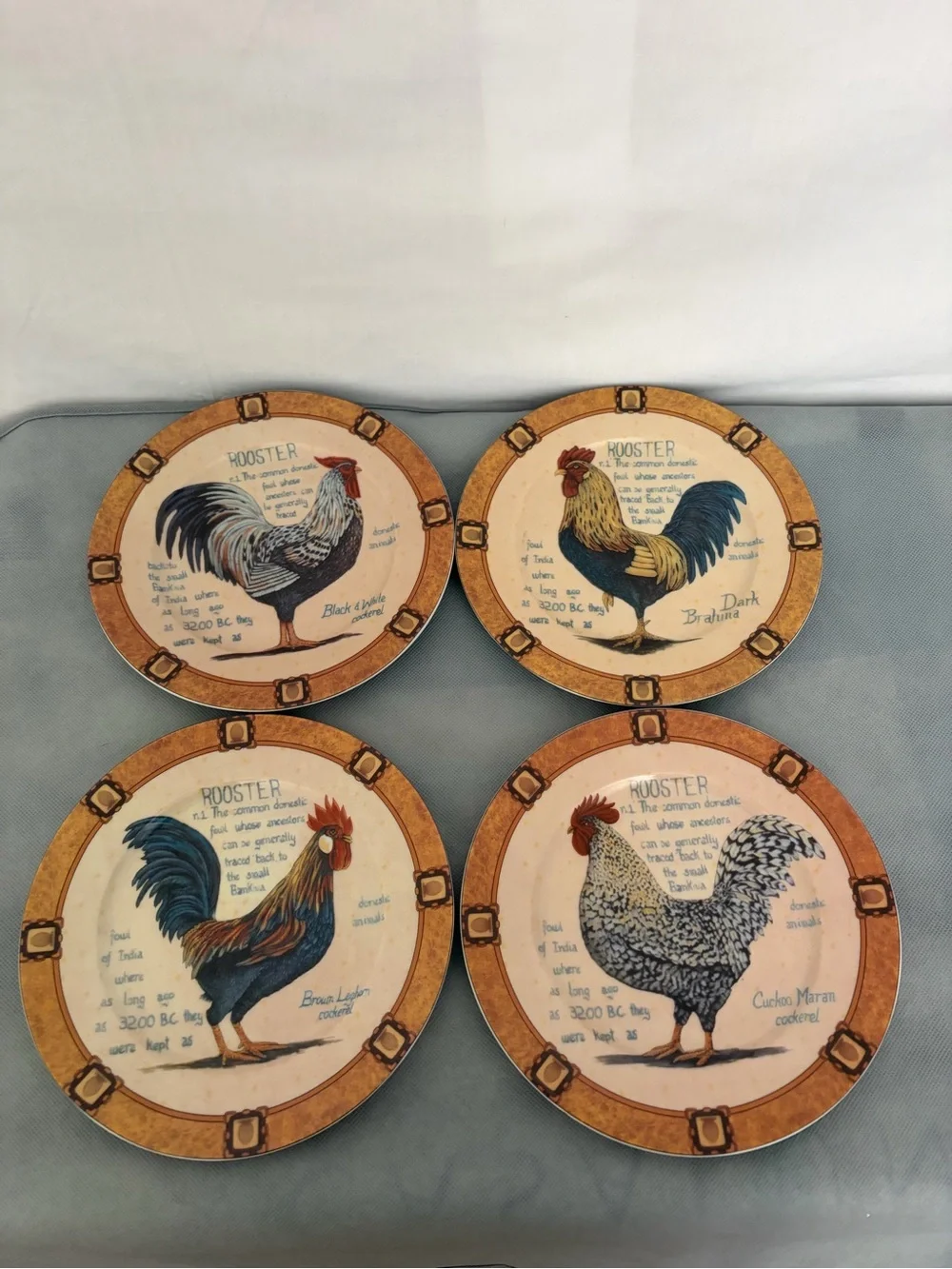 Godinger Limoges Style Rooster Decorative Plates Set of 4 Excellent(F302)